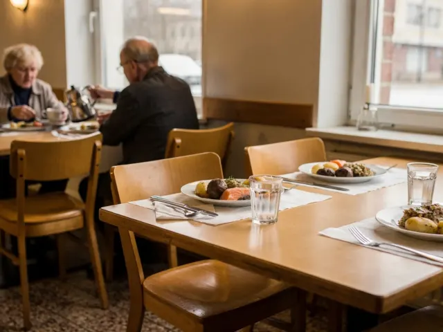 Lounasravintola Lahdessa, ikääntyneitä ruokailijoita ja kotiruokaa.