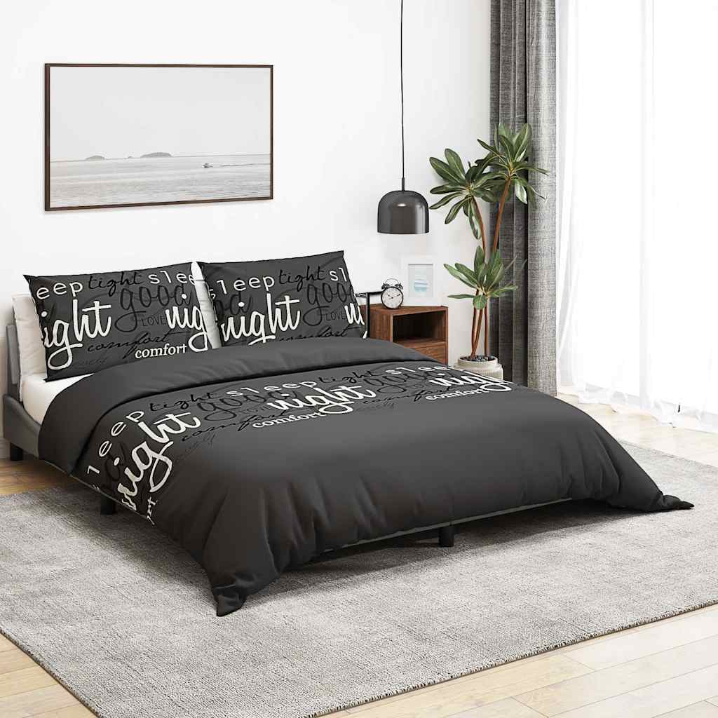 vidaXL Pussilakanasetti musta ja valkoinen 225x220 cm puuvilla